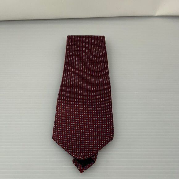 DKNY Mens Tie Red Polka Dot Business Work Designer Necktie (E3) - Picture 1 of 5